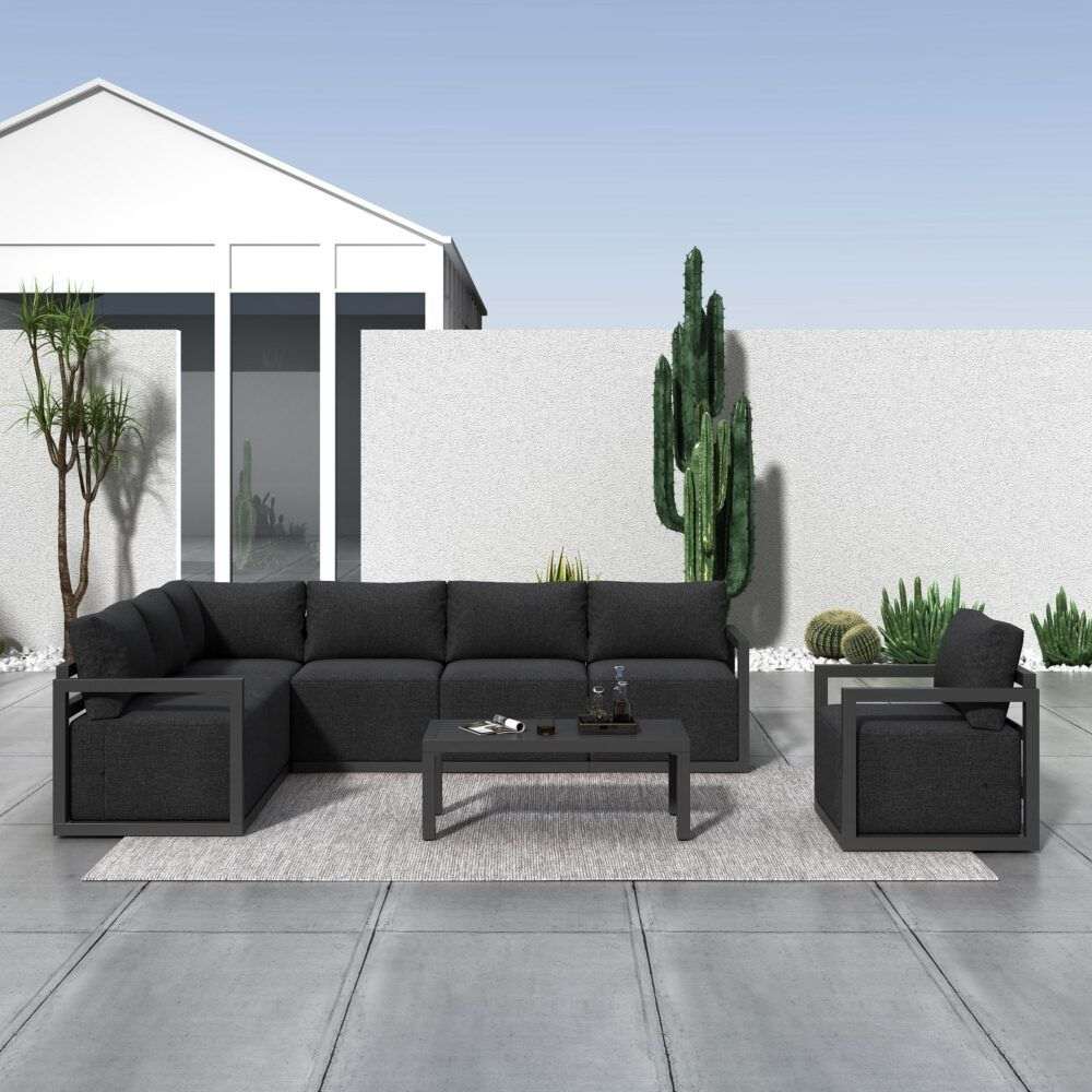 Alfresco 7-Seat Garden Lounge Set – Charcoal Grey | Furniture > Outdoor