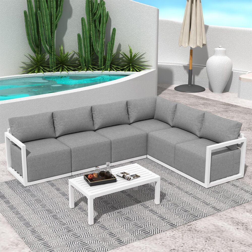 Alfresco Contemporary All - Weather Lounge Set – Charcoal Grey - Outdoorium