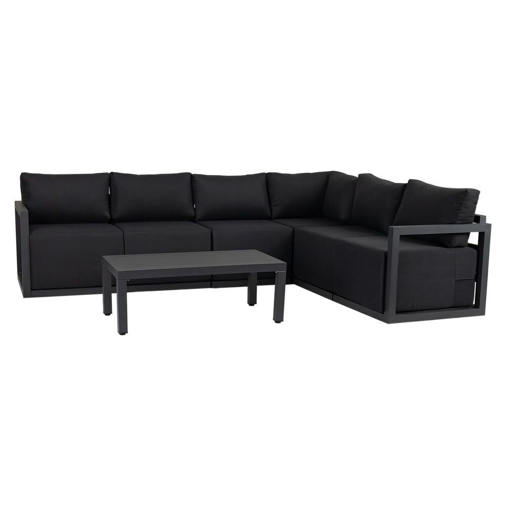 Alfresco Contemporary All - Weather Lounge Set – Charcoal Grey - Outdoorium