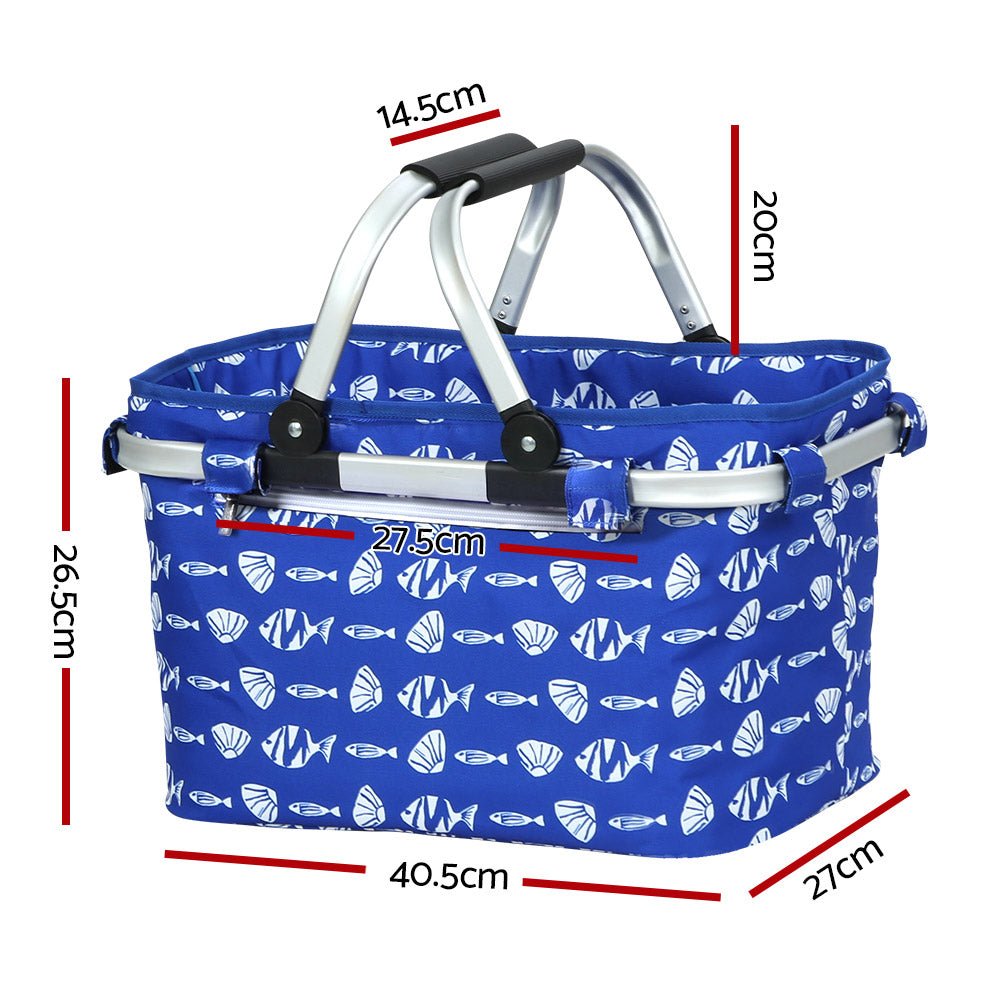 Alfresco Picnic Basket Folding Bag Hamper Food Insulated Storage - Outdoorium