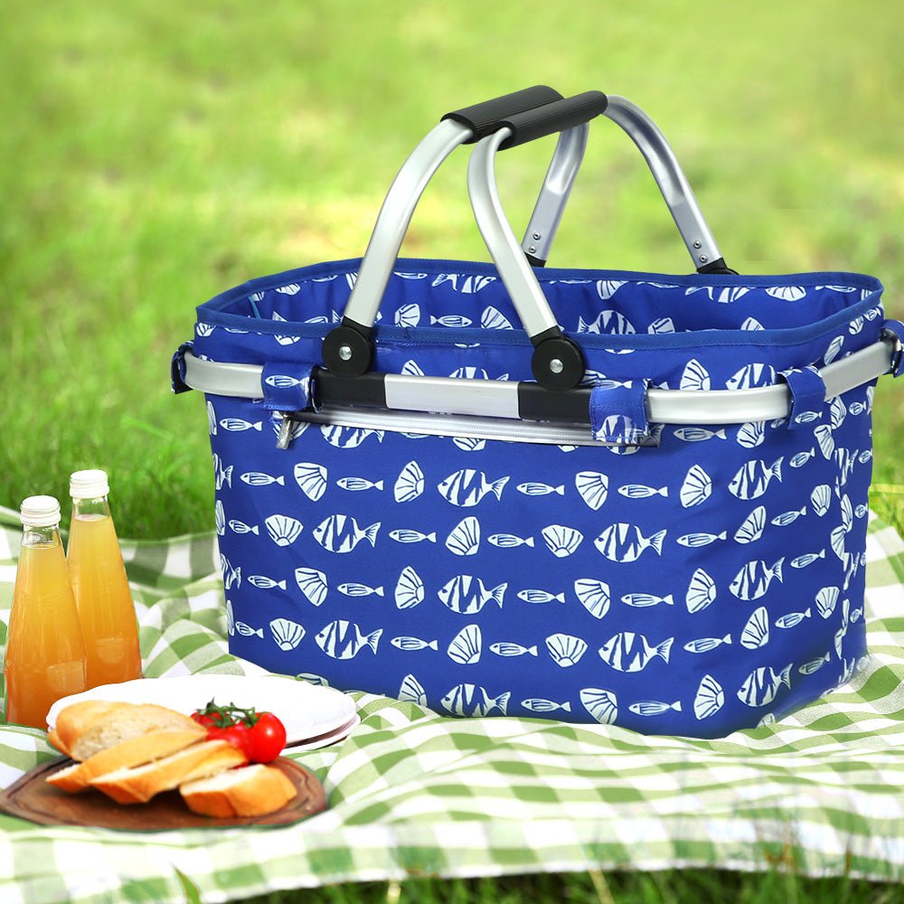 Alfresco Picnic Basket Folding Bag Hamper Food Insulated Storage - Outdoorium