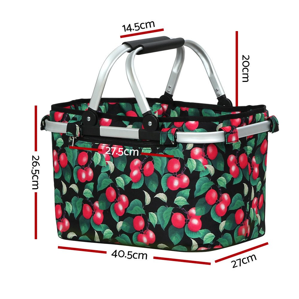 Alfresco Picnic Basket Folding Bag Hamper Food Storage Insulated - Outdoorium