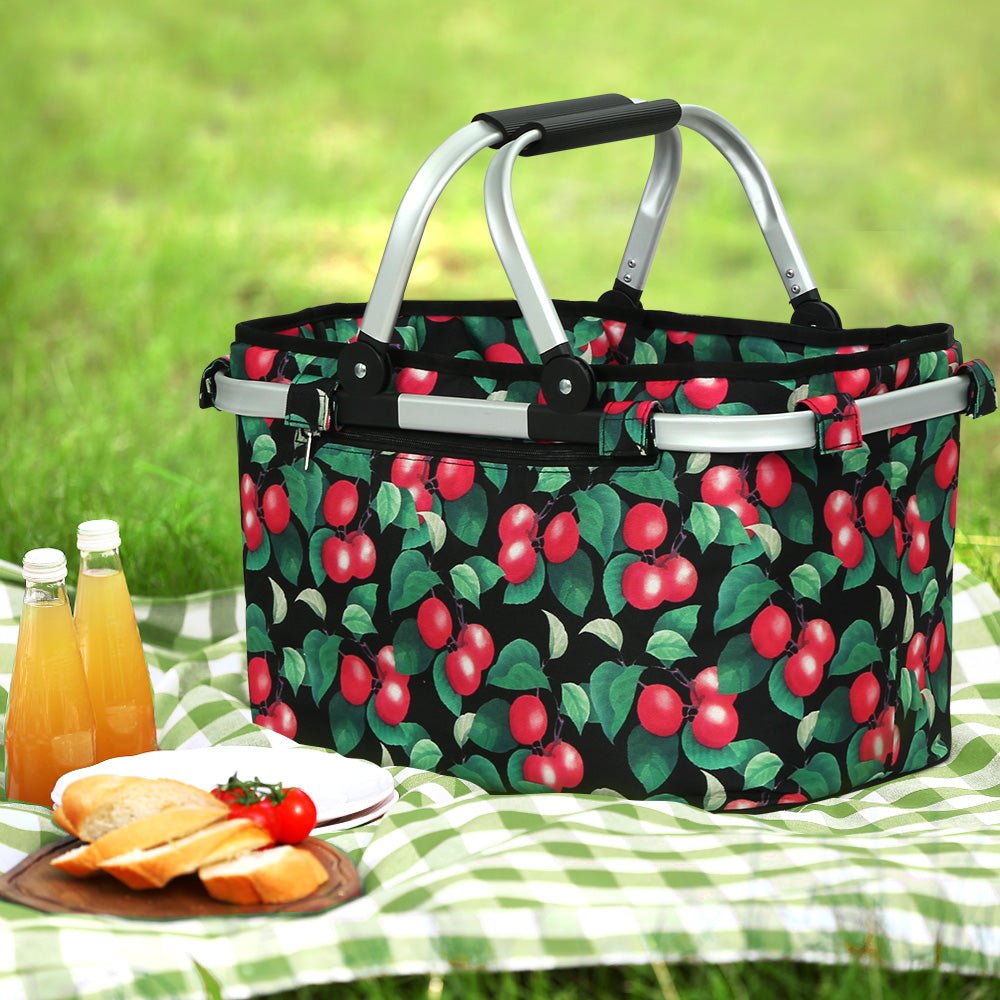 Alfresco Picnic Basket Folding Bag Hamper Food Storage Insulated - Outdoorium