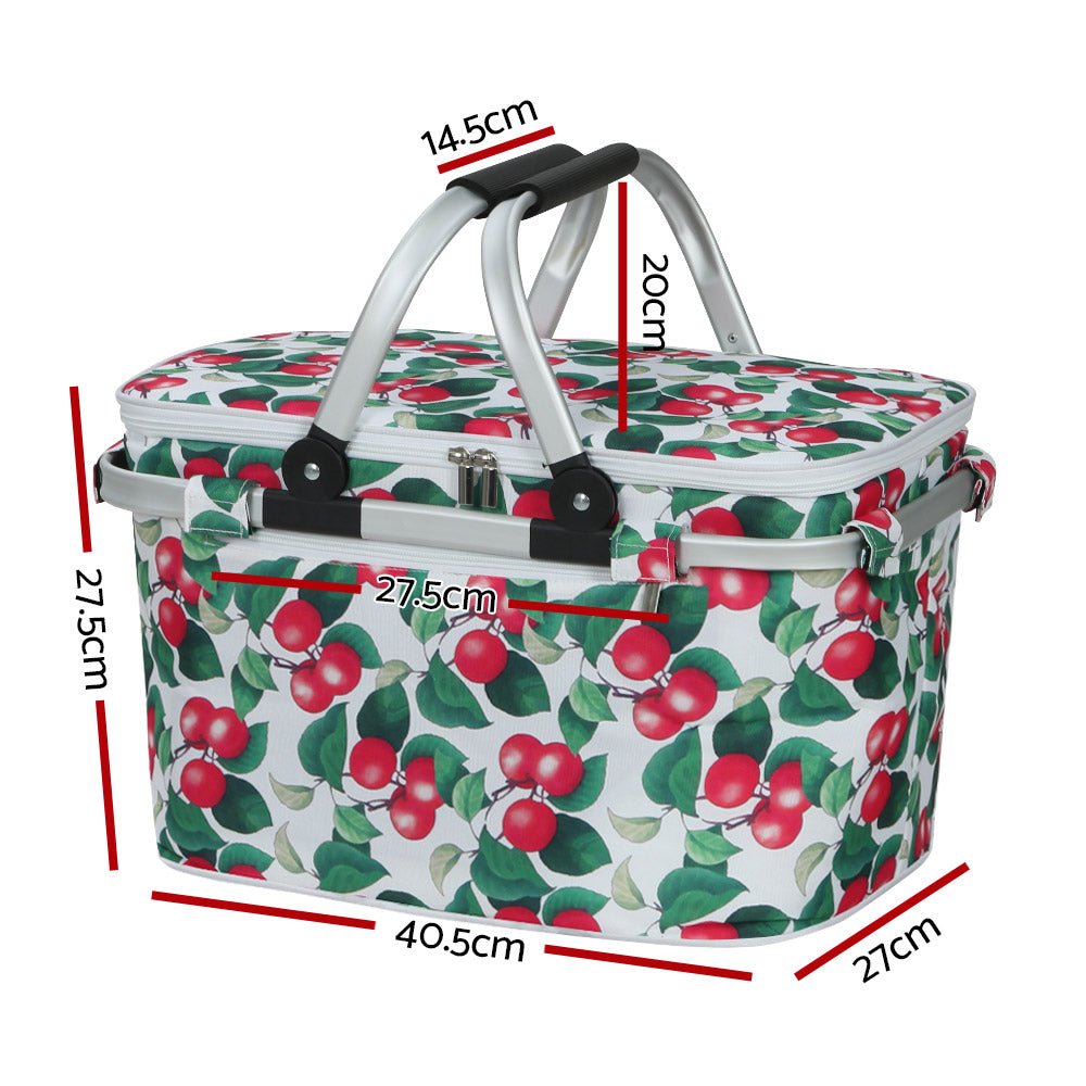 Alfresco Picnic Basket Folding Bag Hamper Insulated Food Cover Storage - Outdoorium