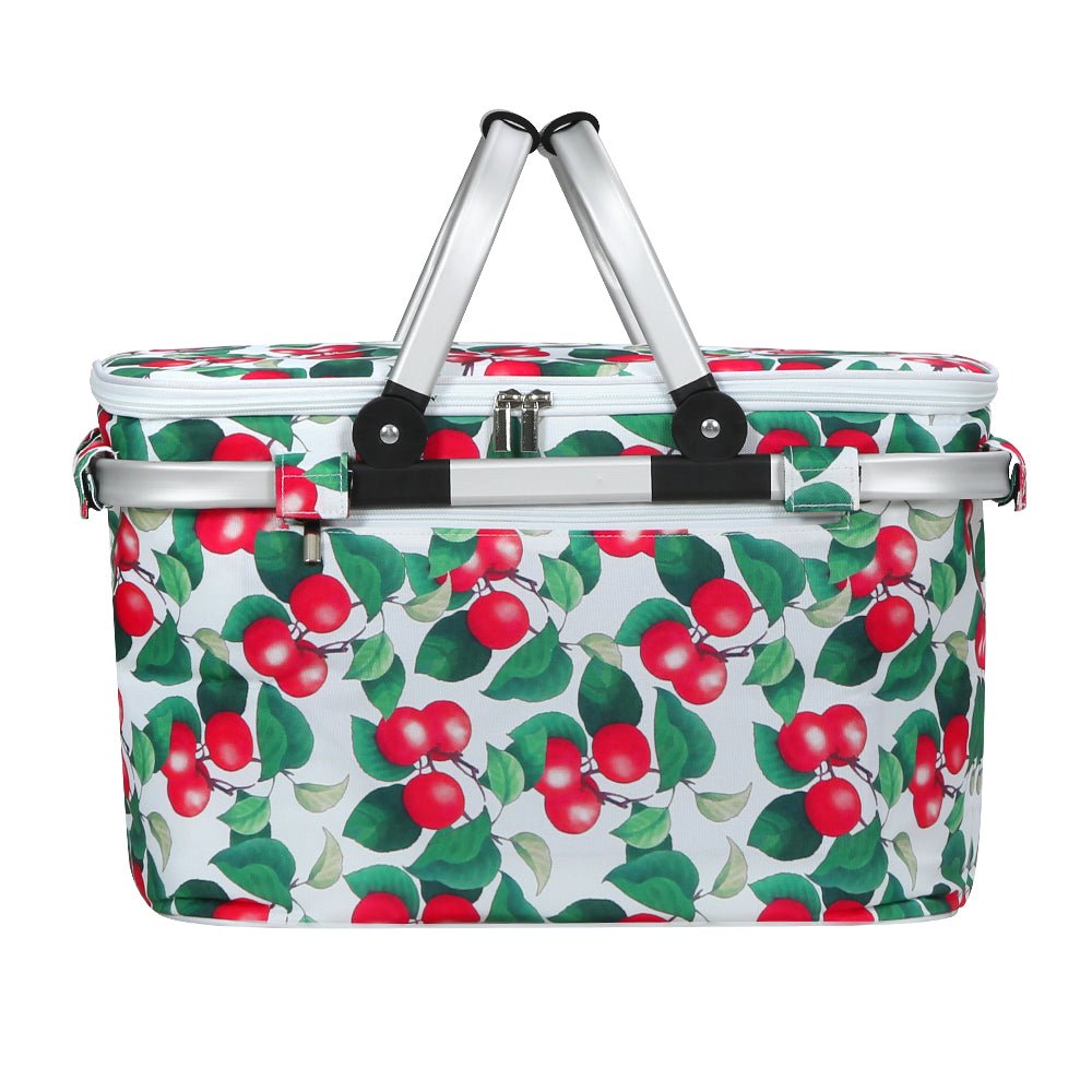 Alfresco Picnic Basket Folding Bag Hamper Insulated Food Cover Storage - Outdoorium