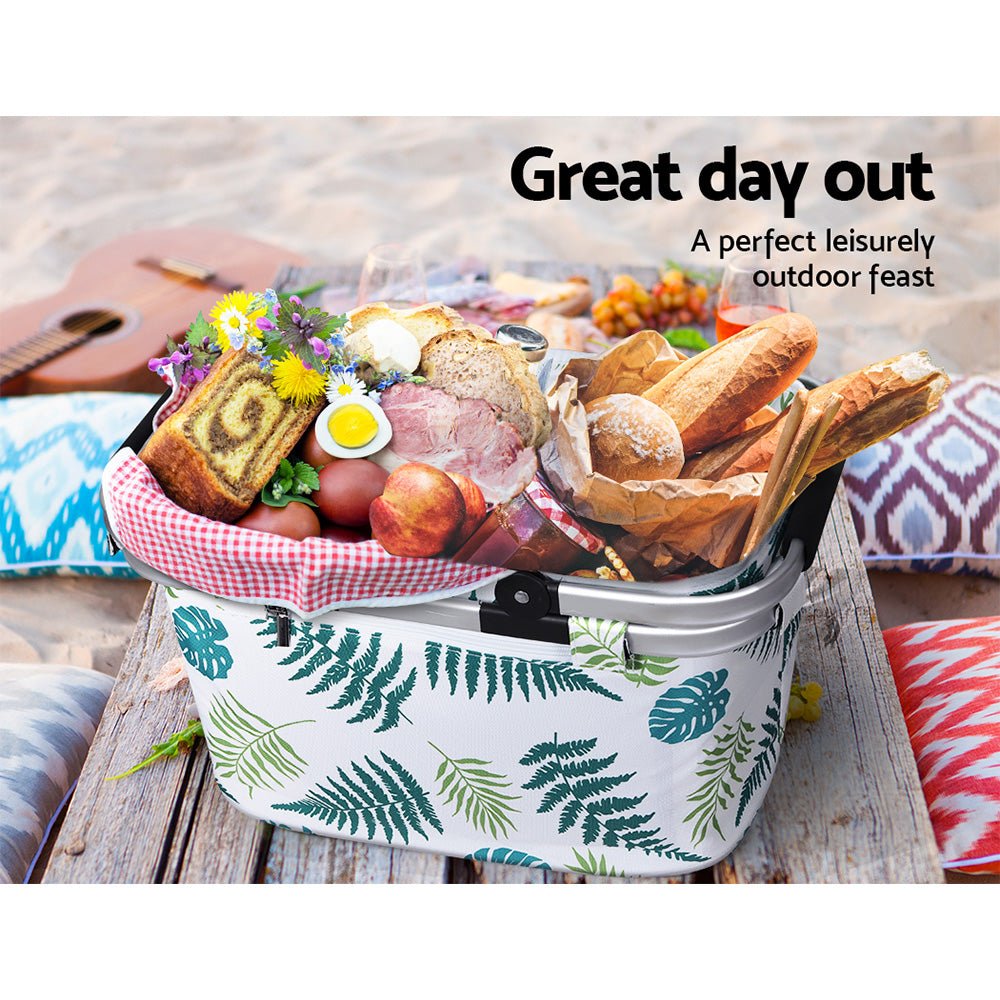 Alfresco Picnic Basket Folding Bag Hamper Insulated Food Storage - Outdoorium