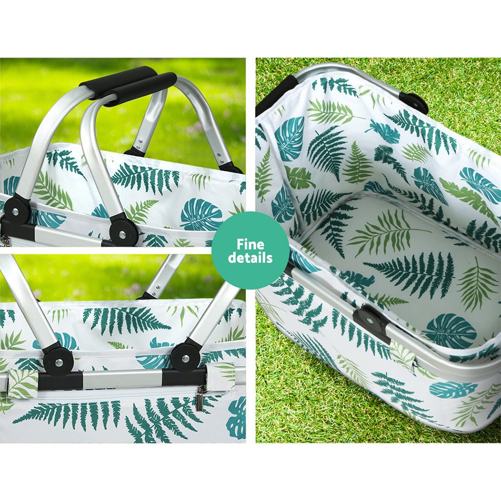 Alfresco Picnic Basket Folding Bag Hamper Insulated Food Storage - Outdoorium