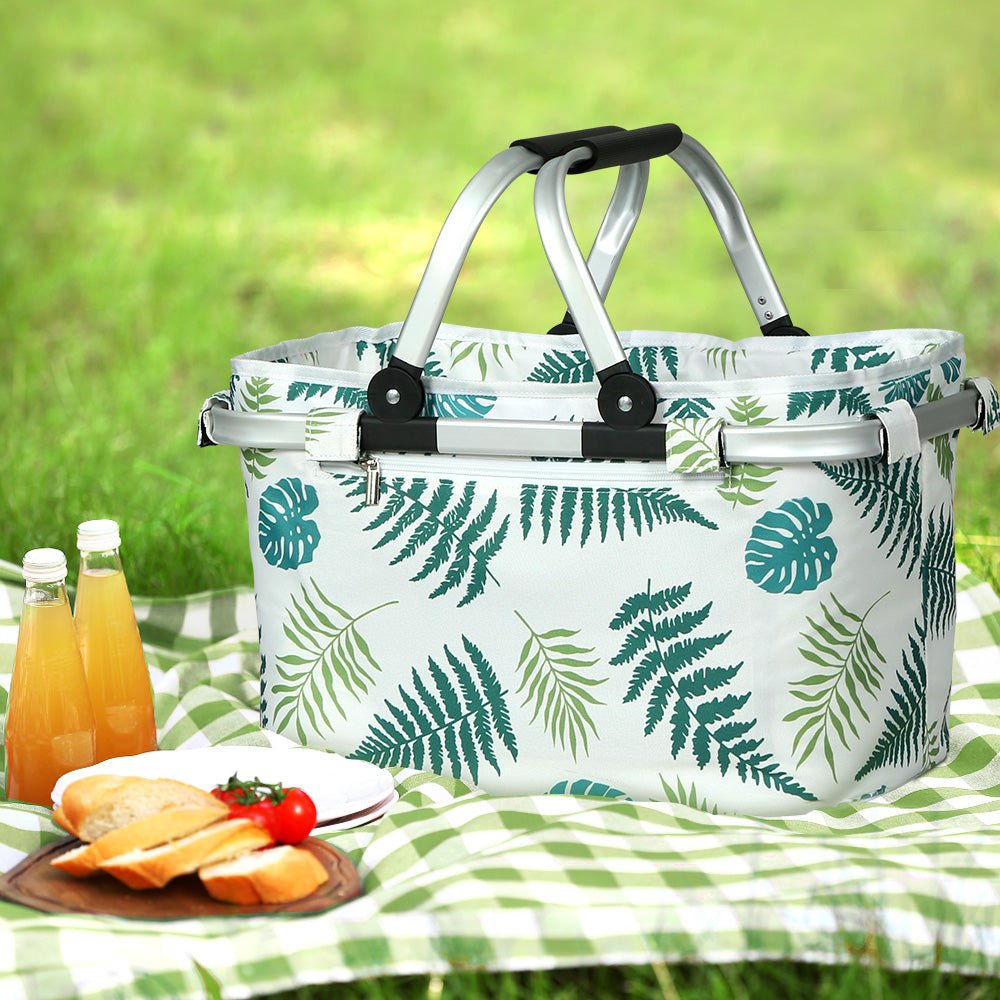 Alfresco Picnic Basket Folding Bag Hamper Insulated Food Storage - Outdoorium