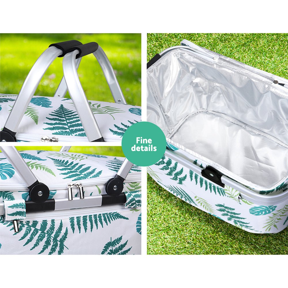 Alfresco Picnic Basket Folding Bag Insulated Hamper Food Cover Storage - Outdoorium