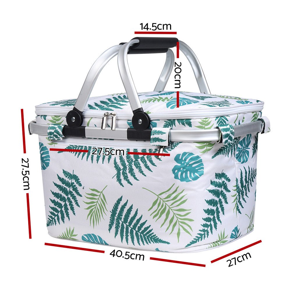 Alfresco Picnic Basket Folding Bag Insulated Hamper Food Cover Storage - Outdoorium