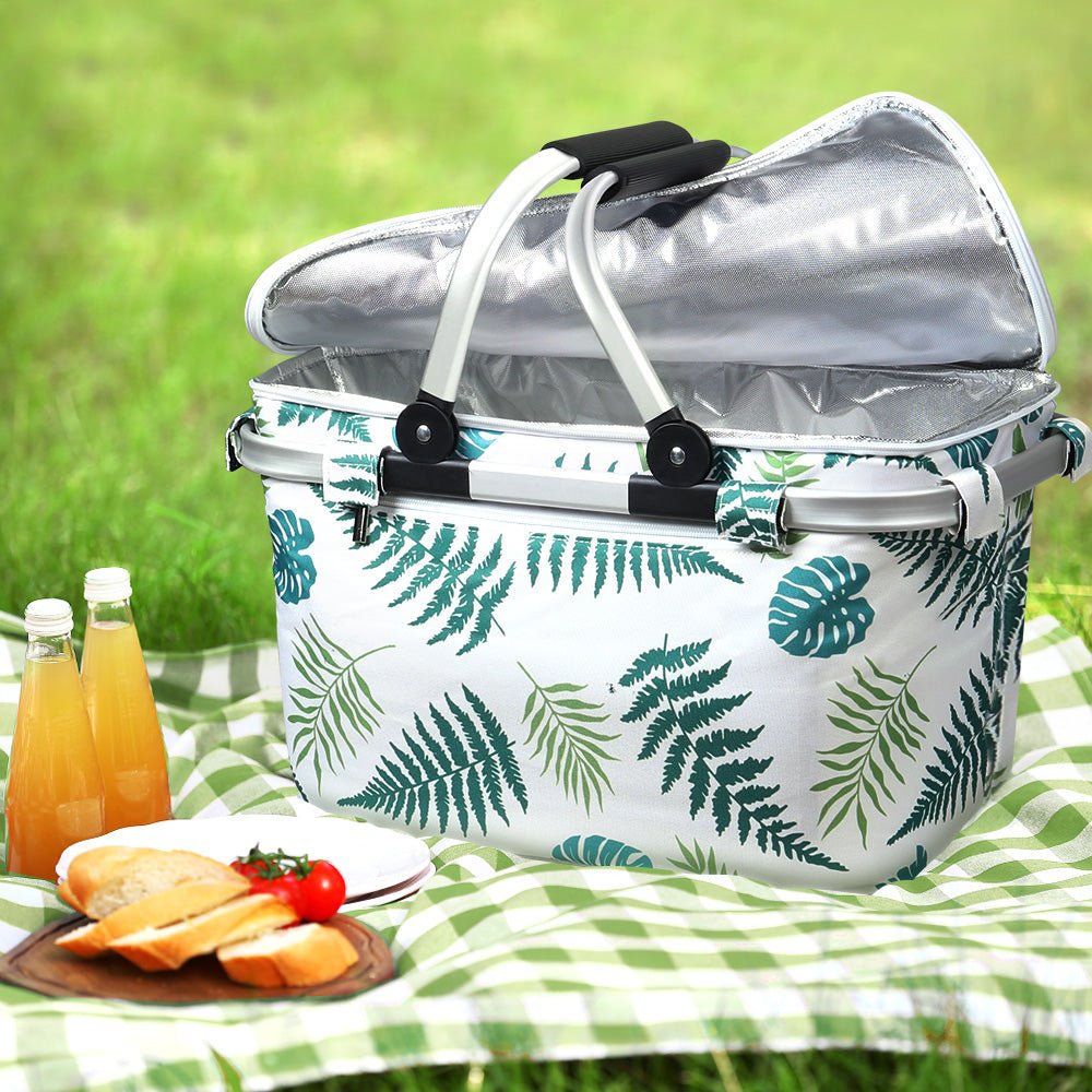 Alfresco Picnic Basket Folding Bag Insulated Hamper Food Cover Storage - Outdoorium