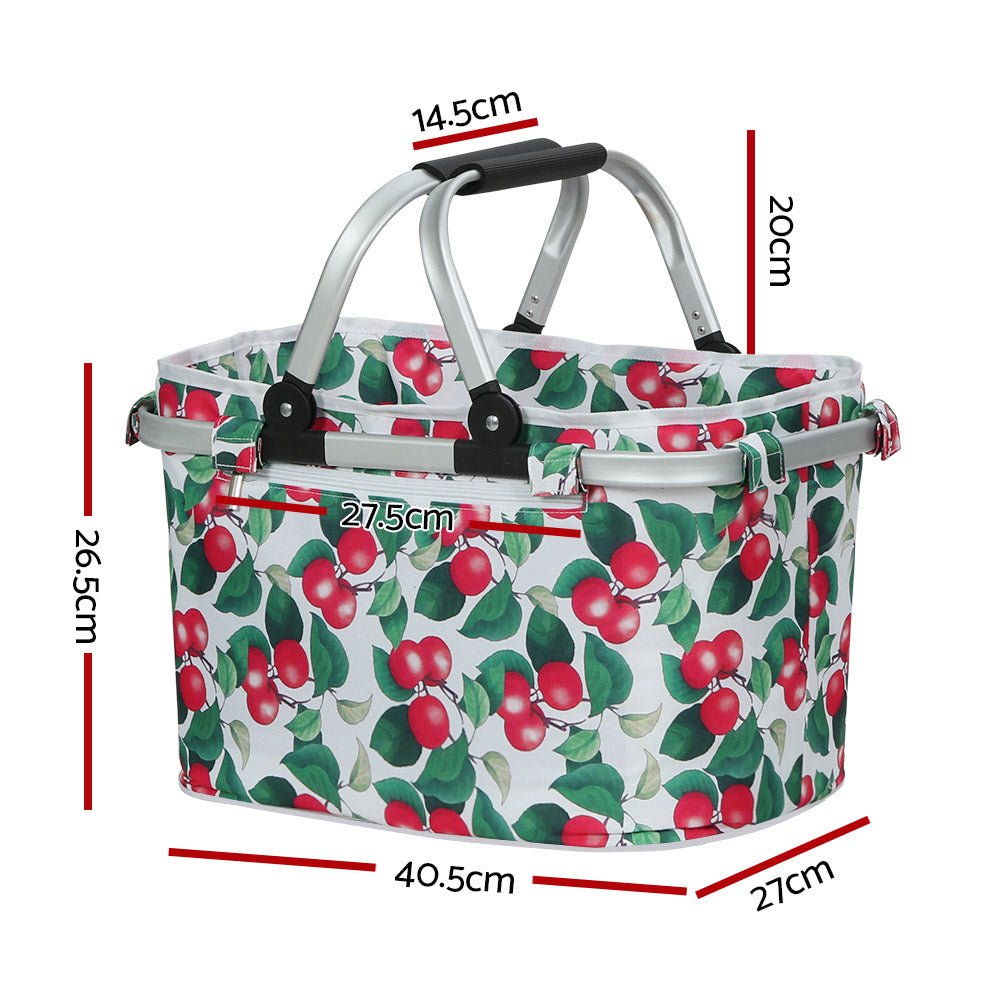 Alfresco Picnic Basket Set Folding Bag Hamper Insulated Food Storage - Outdoorium