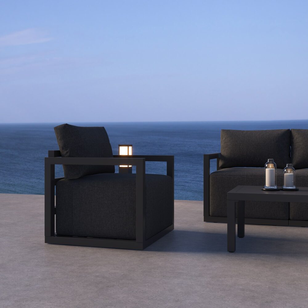 Alfresco Serenity Outdoor Lounge Set – Charcoal Grey - Outdoorium