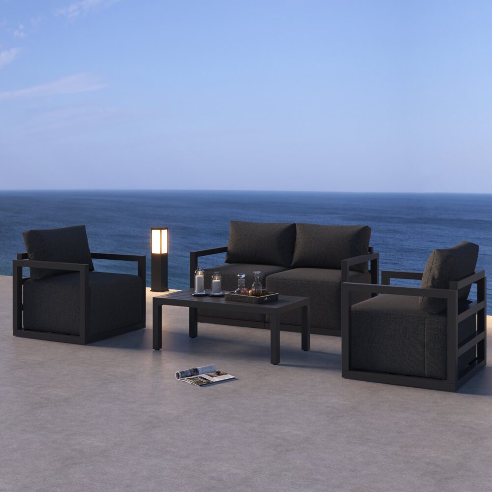 Alfresco Serenity Outdoor Lounge Set – Charcoal Grey - Outdoorium