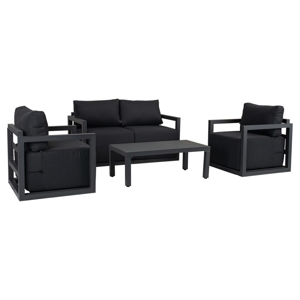 Alfresco Serenity Outdoor Lounge Set – Charcoal Grey - Outdoorium