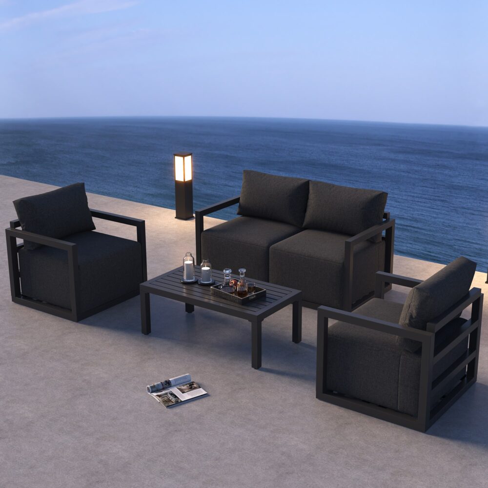 Alfresco Serenity Outdoor Lounge Set – Charcoal Grey - Outdoorium