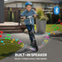 ALPHA Edge Electric Scooter, Kids & Teens, Adjustable Handlebars, 3 Speed Modes, Dual Foot E - Brake, Bluetooth Music, LED, Black | Outdoorium