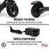 ALPHA Edge Electric Scooter, Kids & Teens, Adjustable Handlebars, 3 Speed Modes, Dual Foot E - Brake, Bluetooth Music, LED, Black | Outdoorium