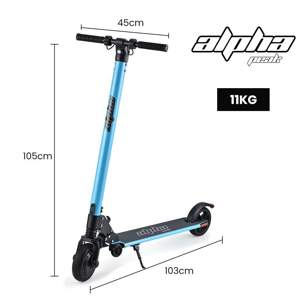 ALPHA Peak Electric Scooter 300W Power Up to 25km/h Adult Teens E - Scooter Easy Fold, Blue - Outdoorium