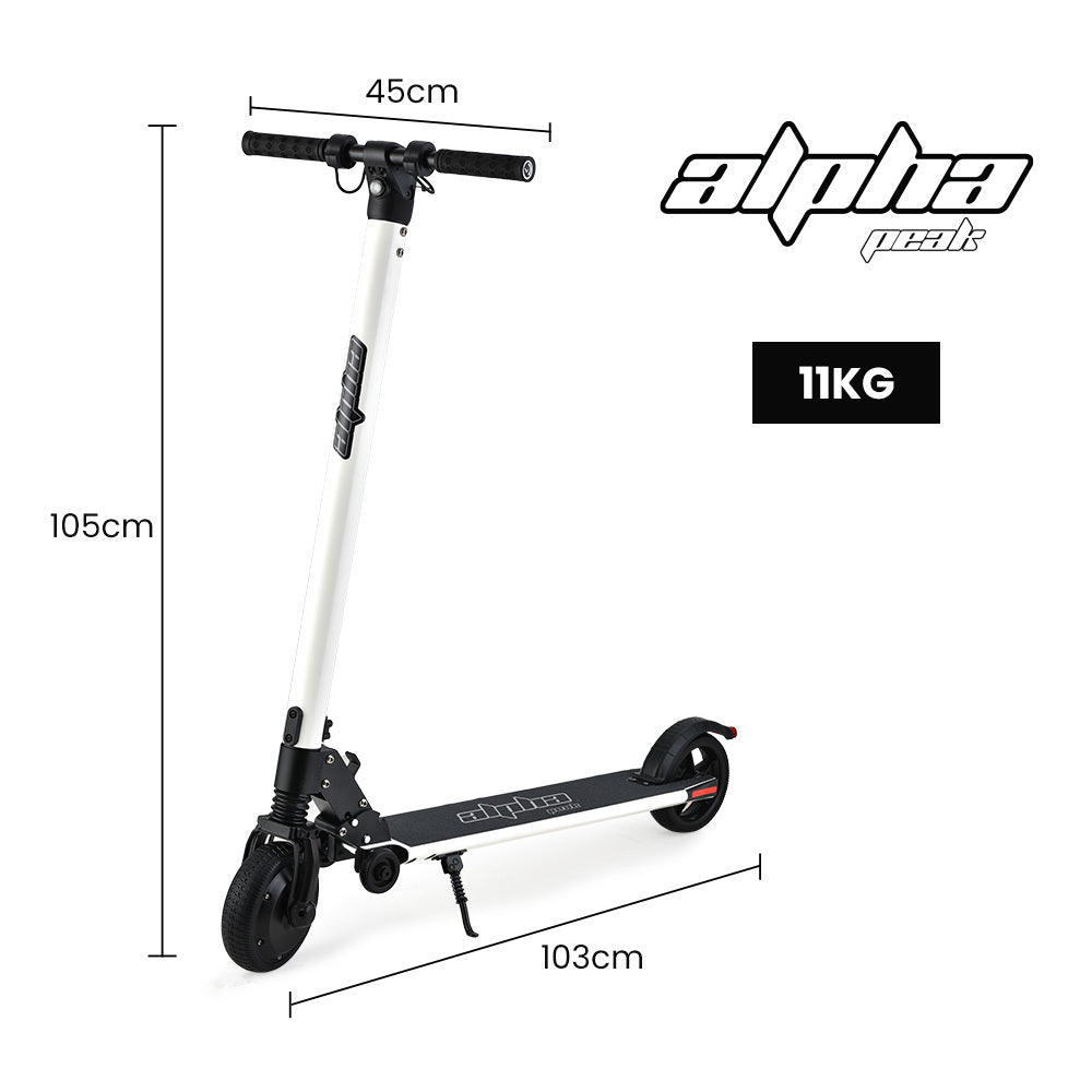 ALPHA Peak Electric Scooter 300W Power Up to 25km/h Adult Teens E - Scooter Easy Fold, White - Outdoorium