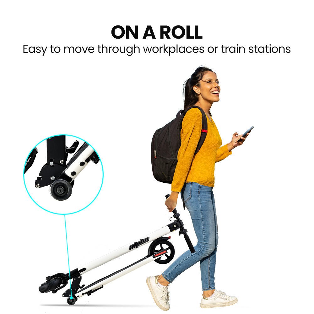 ALPHA Peak Electric Scooter 300W Power Up to 25km/h Adult Teens E - Scooter Easy Fold, White - Outdoorium