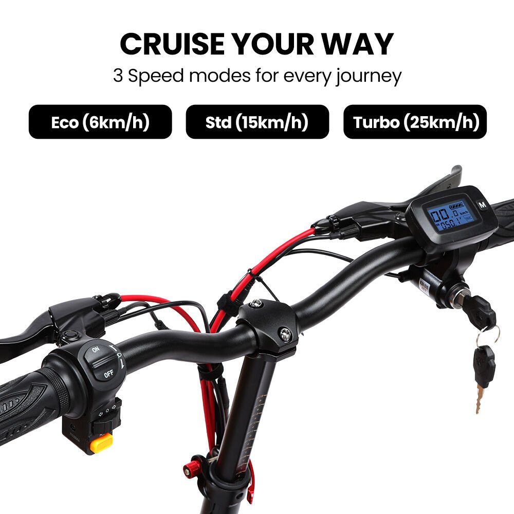 ALPHA Rover Electric Scooter with Seat, 500W 48V 25km/h 30km Range, 14 - inch Tyres, Motorised Commuter eScooter for Adults, Black | Outdoorium
