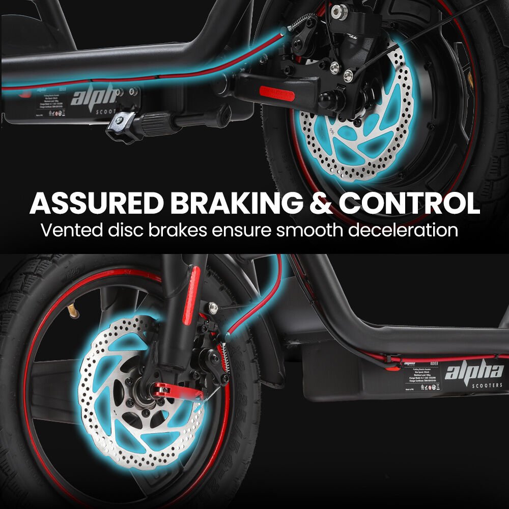 ALPHA Rover Electric Scooter with Seat, 500W 48V 25km/h 30km Range, 14 - inch Tyres, Motorised Commuter eScooter for Adults, Black | Outdoorium
