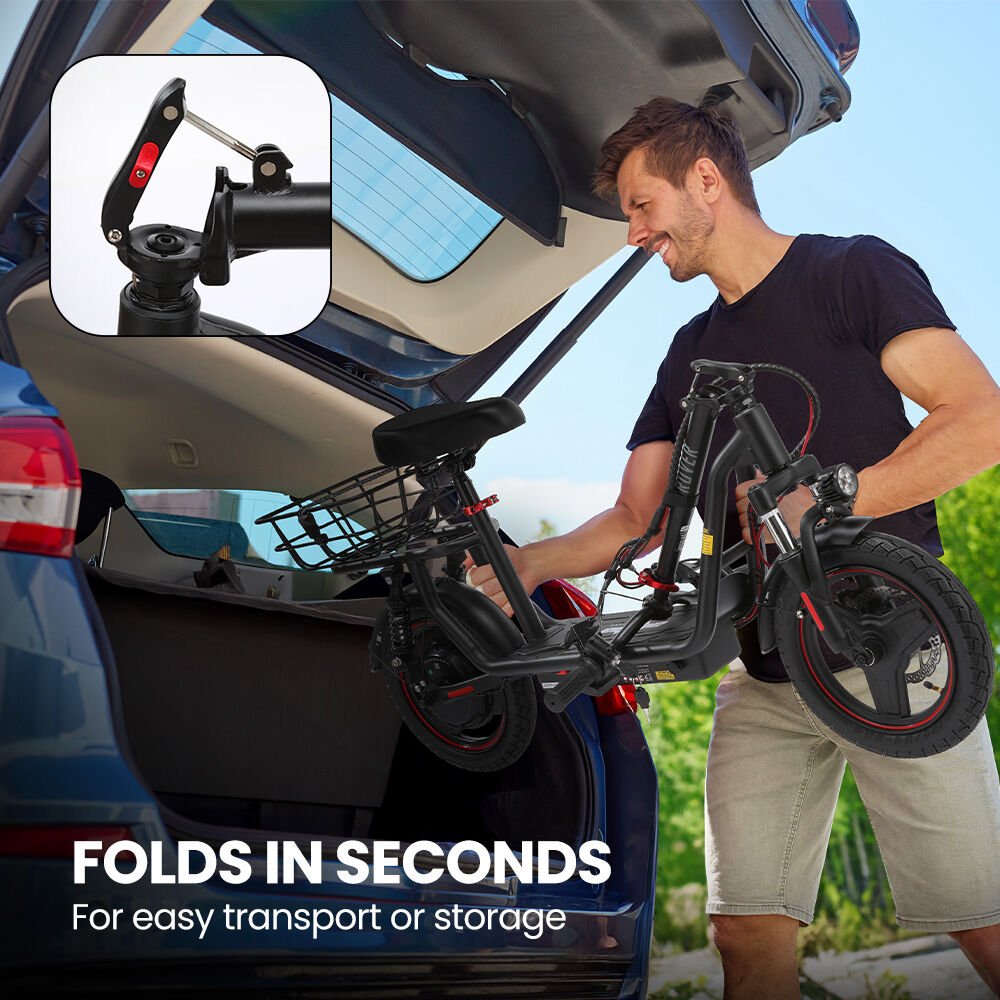 ALPHA Rover Electric Scooter with Seat, 500W 48V 25km/h 30km Range, 14 - inch Tyres, Motorised Commuter eScooter for Adults, Black | Outdoorium