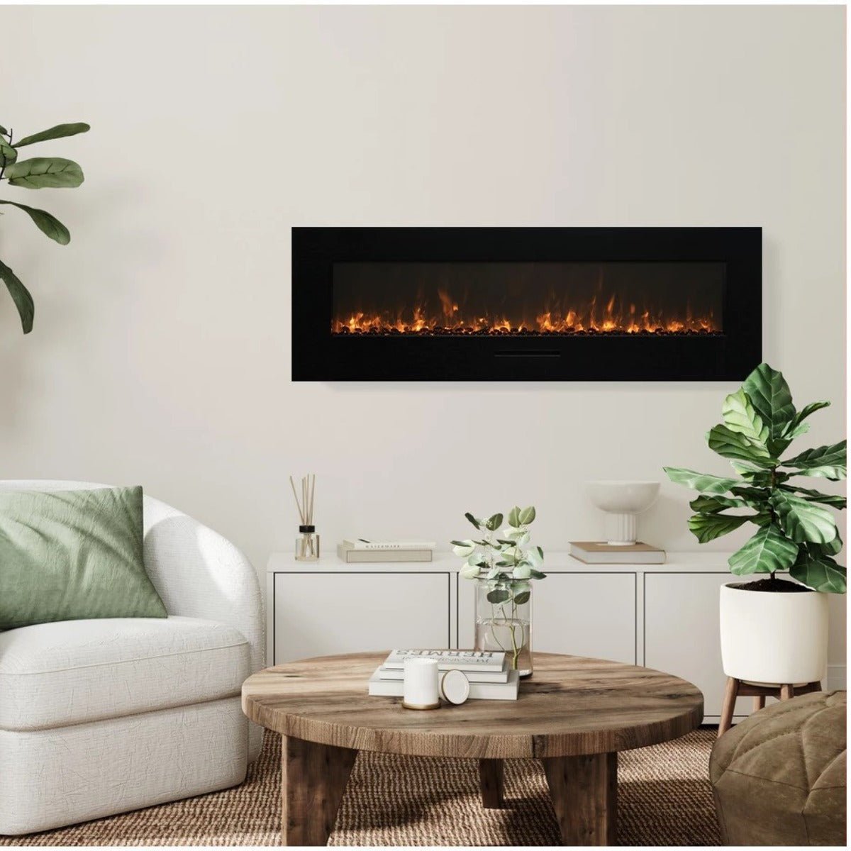 Amantii 48 WM-FM-48-5823-BG: Wall Mount/Flush Mount Electric Fireplace with Glass Surround - Outdoorium