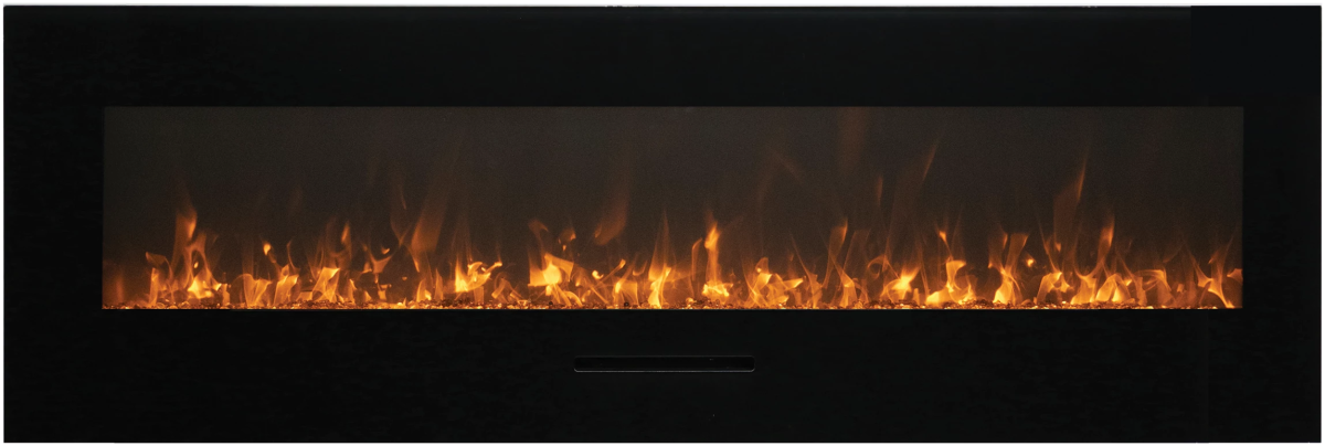 Amantii 60 WM-FM-60-7023-BG: Wall Mount/Flush Mount Electric Fireplace with Glass Surround - Outdoorium