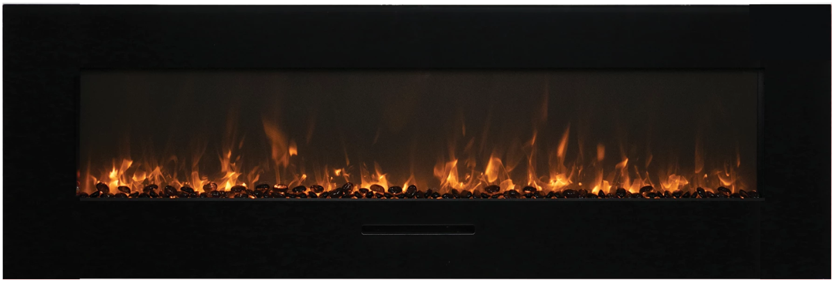 Amantii 60 WM-FM-60-7023-BG: Wall Mount/Flush Mount Electric Fireplace with Glass Surround - Outdoorium