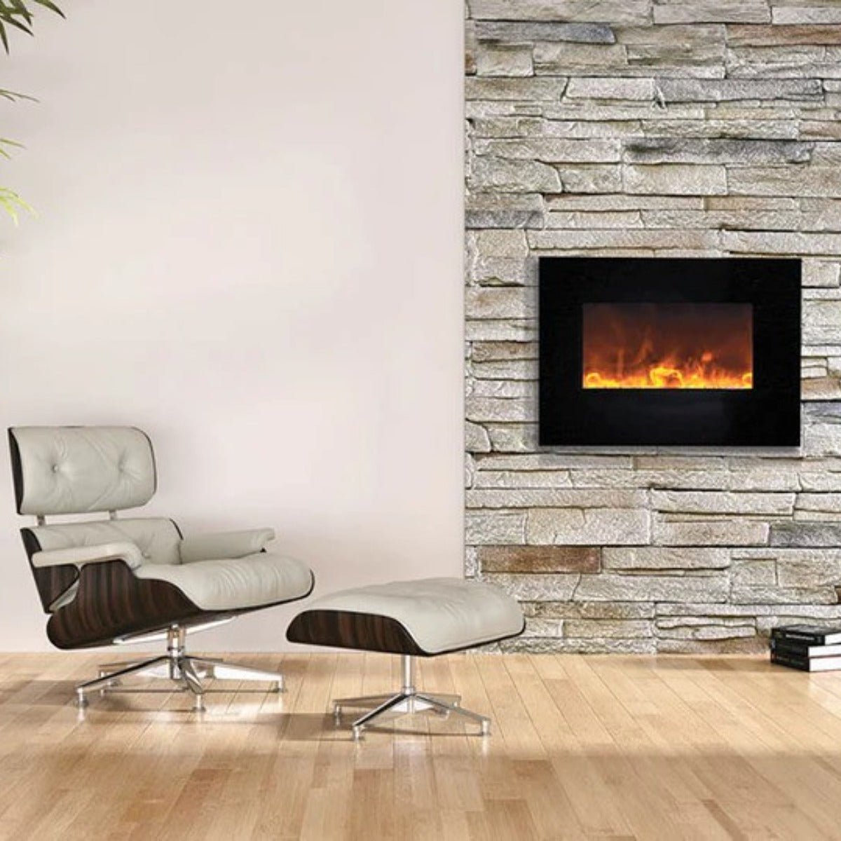 Amantii WM-FM-26-3623-BG: Wall Mount/Flush Mount Electric Fireplace with Glass Surround - Outdoorium