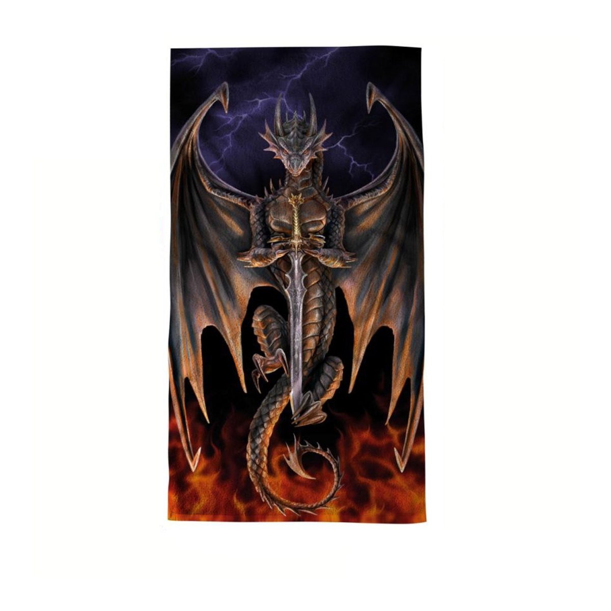 Anne Stokes Dragon Warrior Beach Towel 75 x 150 cm - Outdoorium