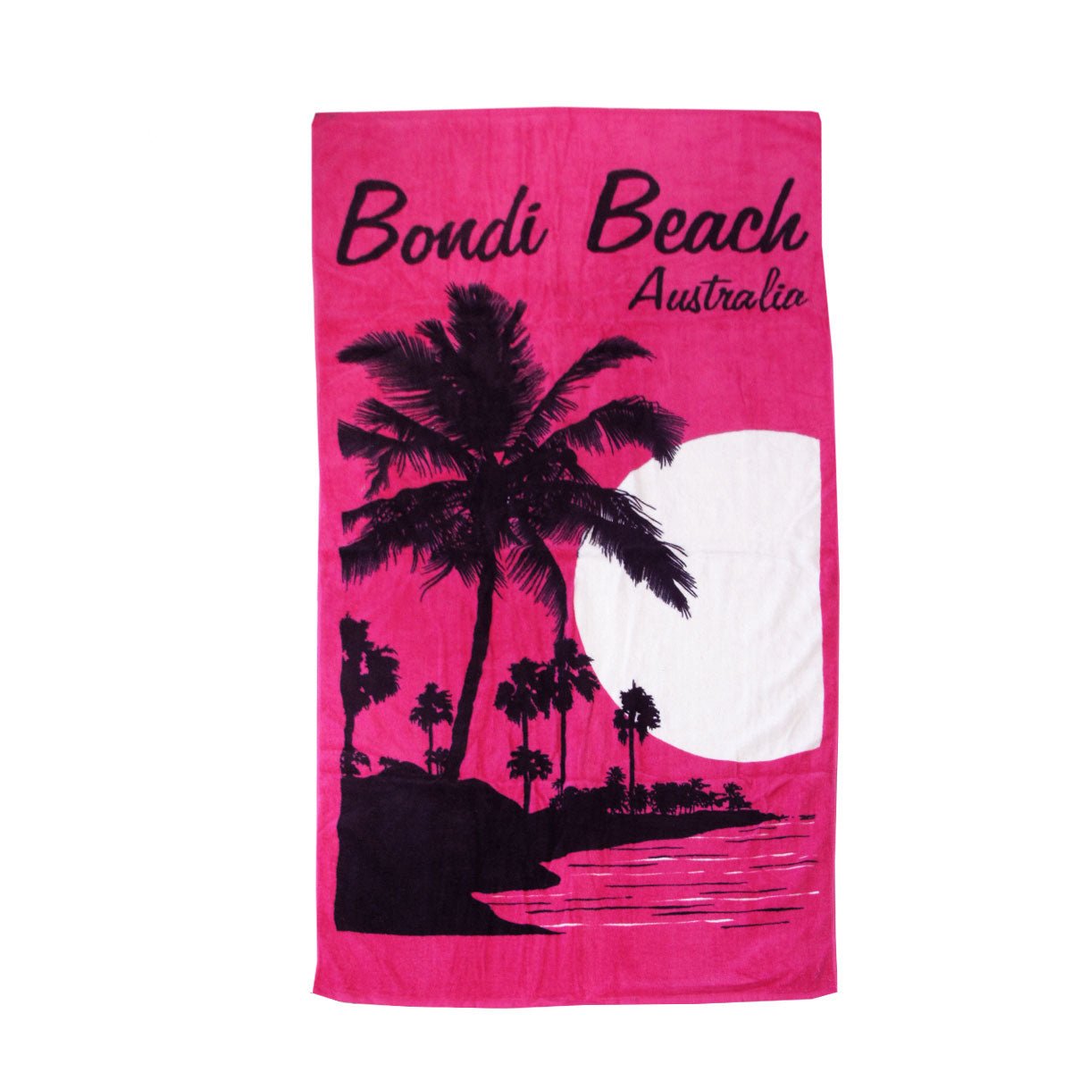 Aqua Blu Bondi Beach Pink 100% Cotton Beach Towel 80 x 150 cm - Outdoorium