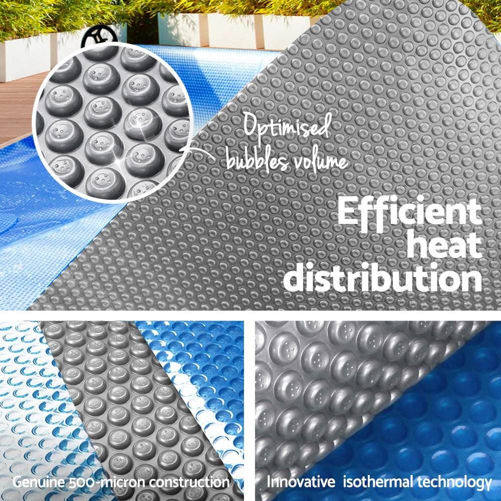 Aqua Buddy Pool Cover 500 Micron 7x4m Swimming Pool Solar Blanket Blue Silver | Outdoorium