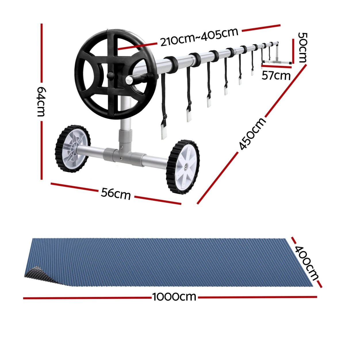 Aqua Buddy Pool Cover 600 Micron 10x4m w/ Roller 4m Swimming Pools Black Solar Blanket | Outdoorium
