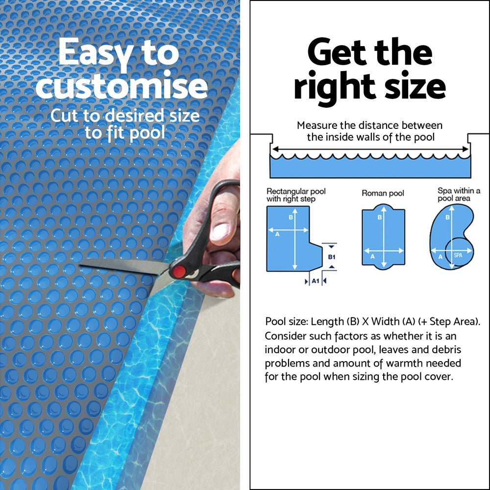 Aqua Buddy Pool Cover 600 Micron 11x4.8m Swimming Pool Solar Blanket Blue Black | Outdoorium