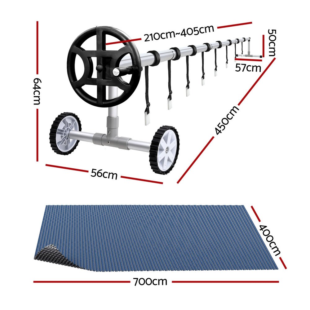 Aqua Buddy Pool Cover 600 Micron 7x4m w/ Roller 4m Swimming Pools Black Solar Blanket | Outdoorium