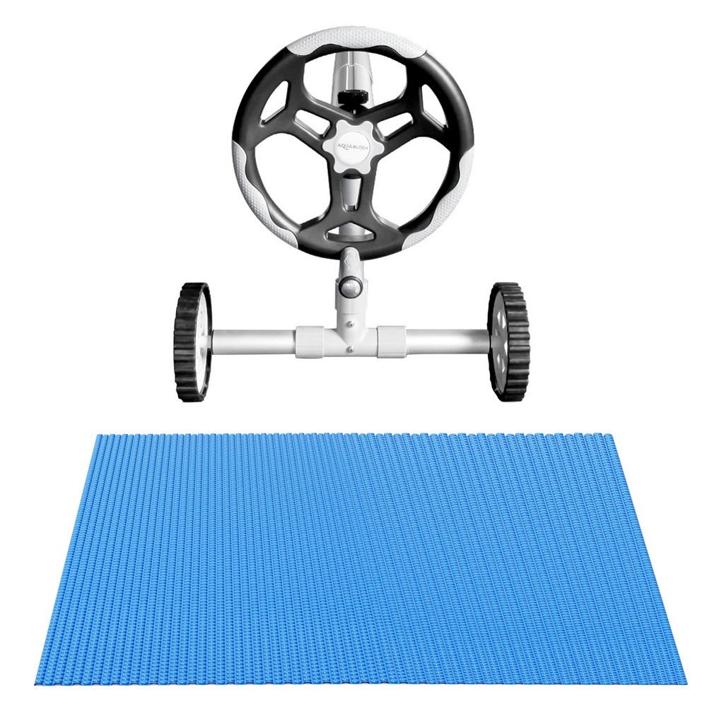Aqua Buddy Pool Cover 600 Micron Heat Solar Blanket 9.5x5m w/ 5.55m Roller | Outdoorium