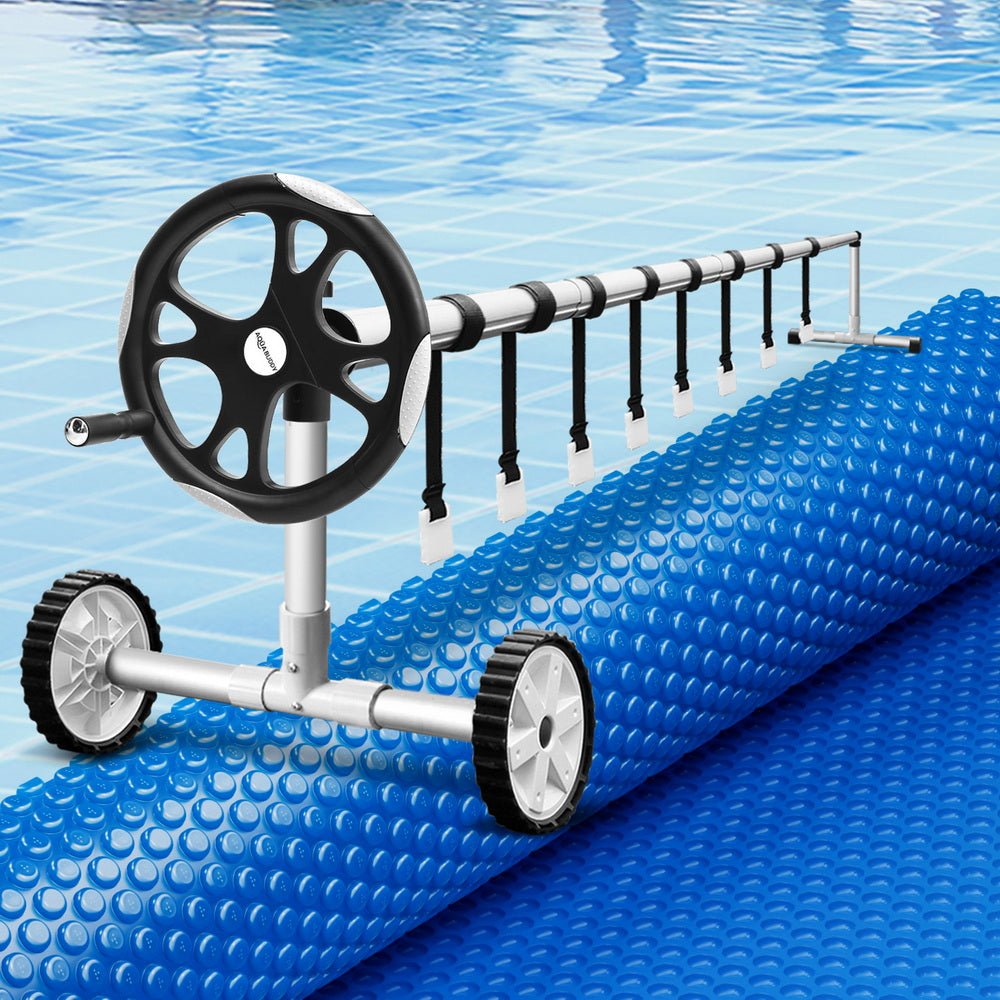 Aqua Buddy Pool Cover 600 Micron Heat Solar Blanket 9.5x5m w/ 5.55m Roller | Outdoorium