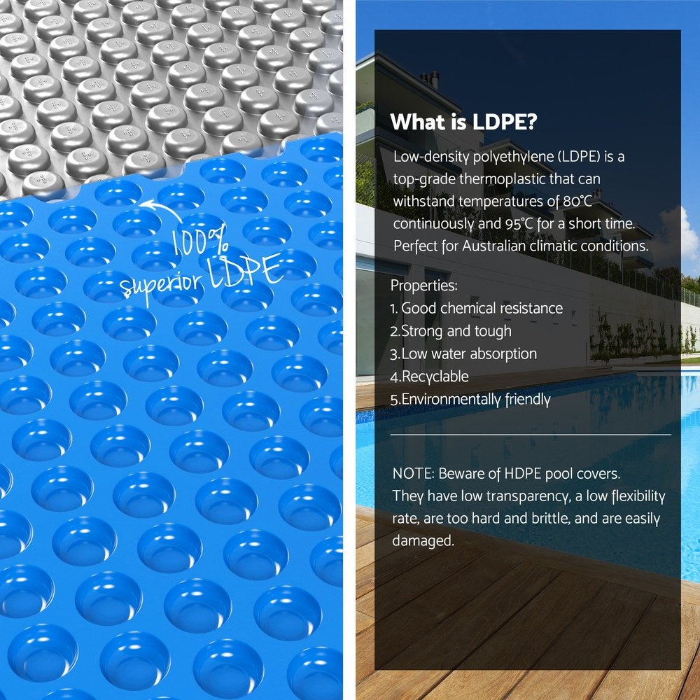Aqua Buddy Pool Cover 600 Micron Solar Heat Blanket LDPE 10.5x4.2m w/ 5.55m Roller | Outdoorium