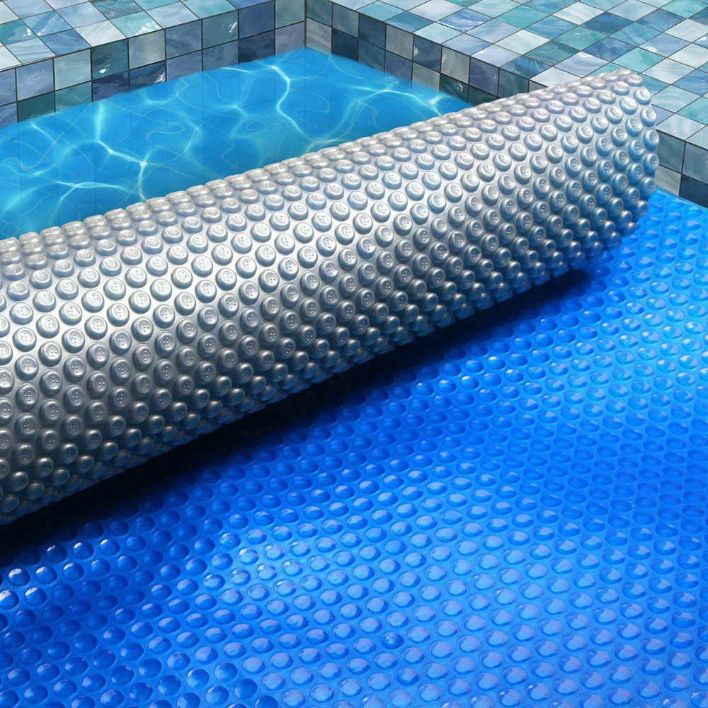 Aquabuddy Pool Cover 11x6.2m 400 Micron Swimming Pool Solar Blanket Blue Silver - Outdoorium