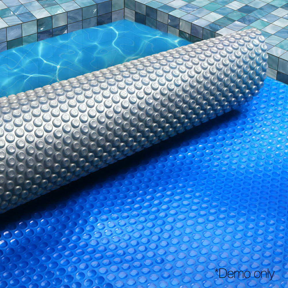 Aquabuddy Pool Cover 11x6.2m 400 Micron Swimming Pool Solar Blanket Blue Silver - Outdoorium