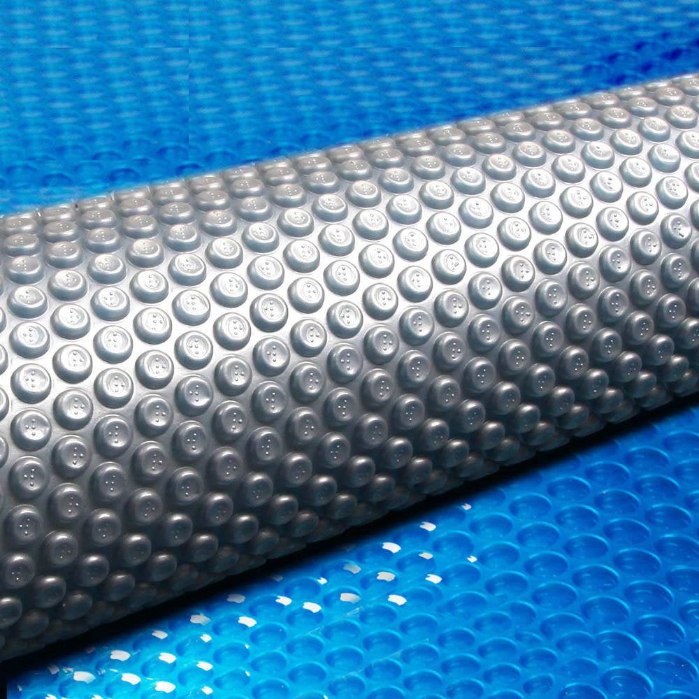 Aquabuddy Pool Cover 11x6.2m 400 Micron Swimming Pool Solar Blanket Blue Silver - Outdoorium