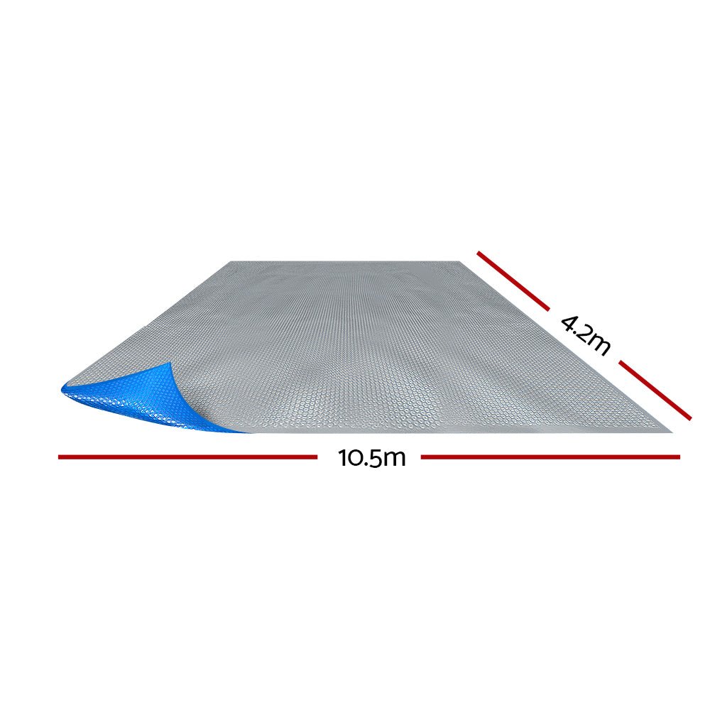 Aquabuddy Pool Cover 500 Micron 10.5x4.2m Swimming Pool Solar Blanket Blue Silver - Outdoorium