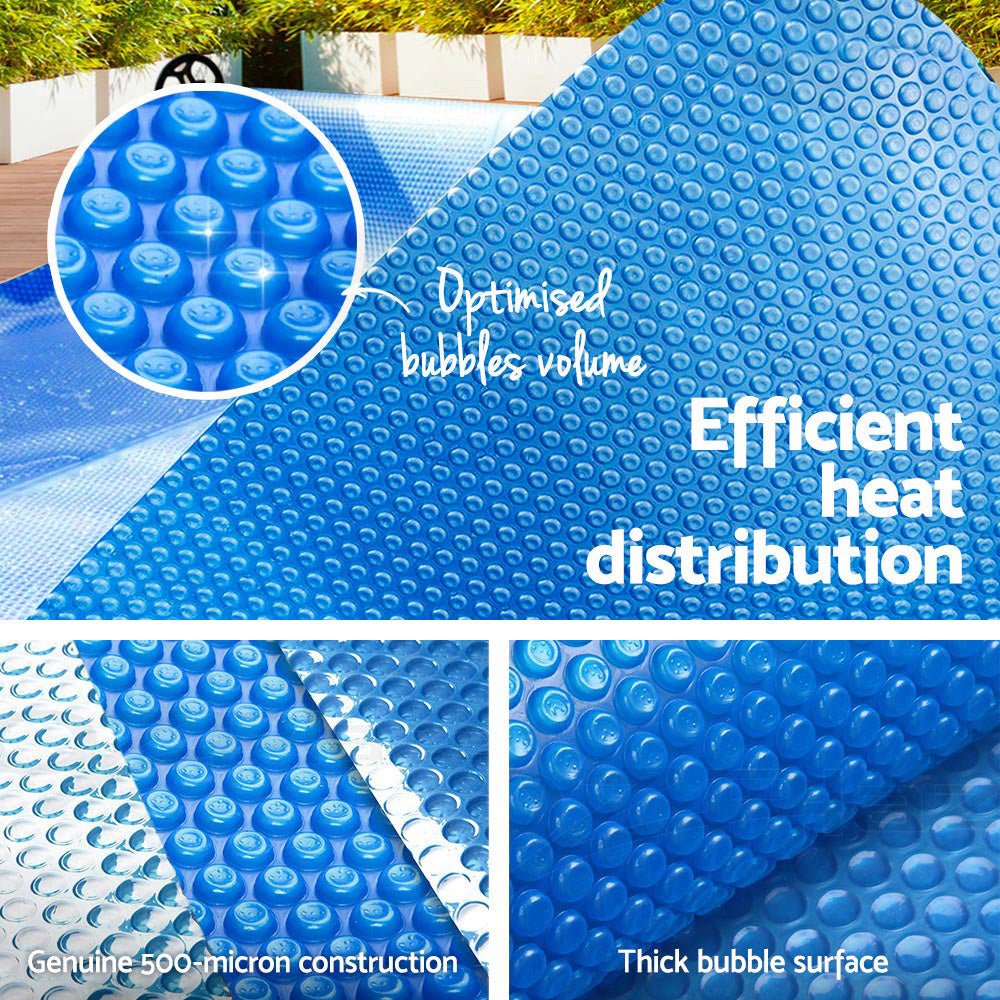 Aquabuddy Pool Cover 500 Micron 10x4m Swimming Pool Solar Blanket Blue - Outdoorium