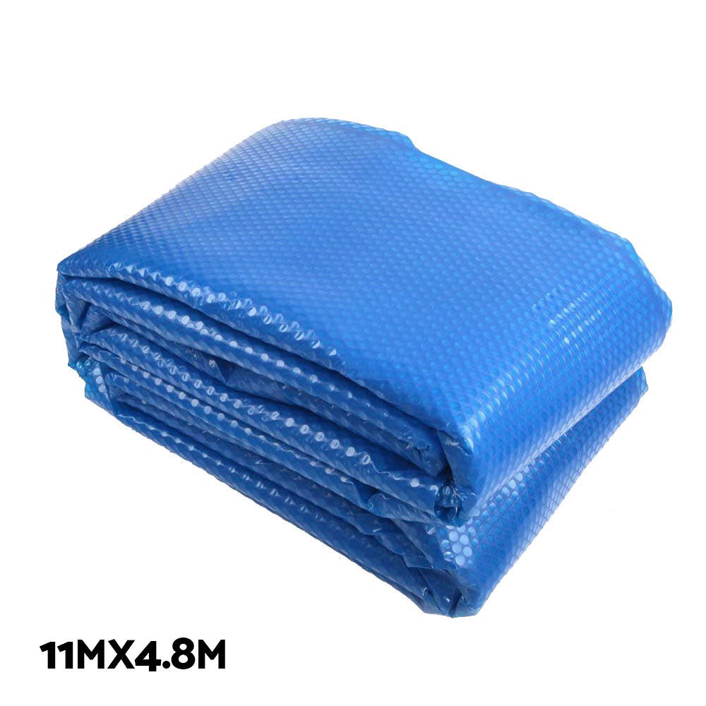 Aquabuddy Pool Cover 500 Micron 11x4.8m Blue Swimming Pool Solar Blanket 5.5m Roller - Outdoorium