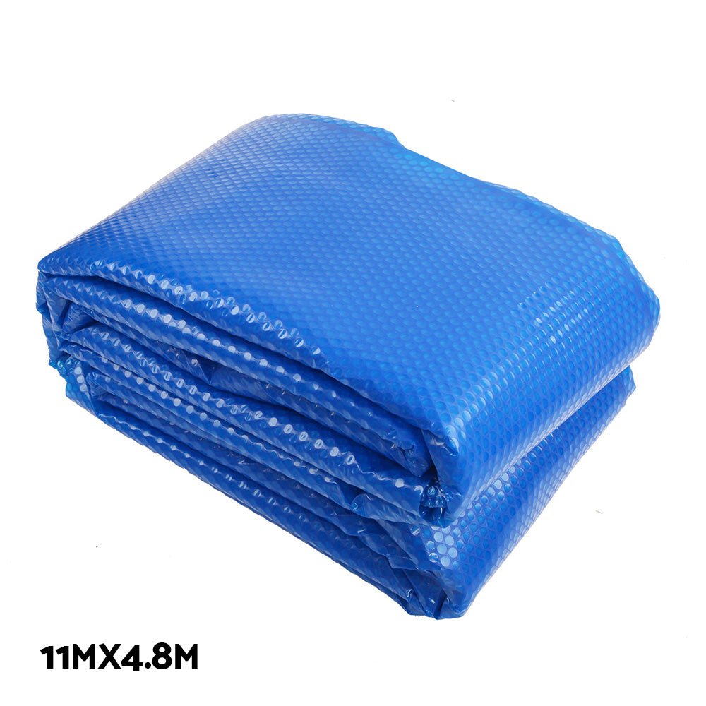 Aquabuddy Pool Cover 500 Micron 11x4.8m Swimming Pool Solar Blanket 5.5m Roller Blue - Outdoorium