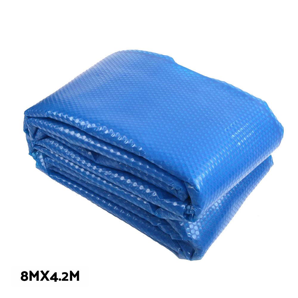 Aquabuddy Pool Cover 500 Micron 8x4.2m Blue Swimming Pool Solar Blanket 5.5m Roller - Outdoorium