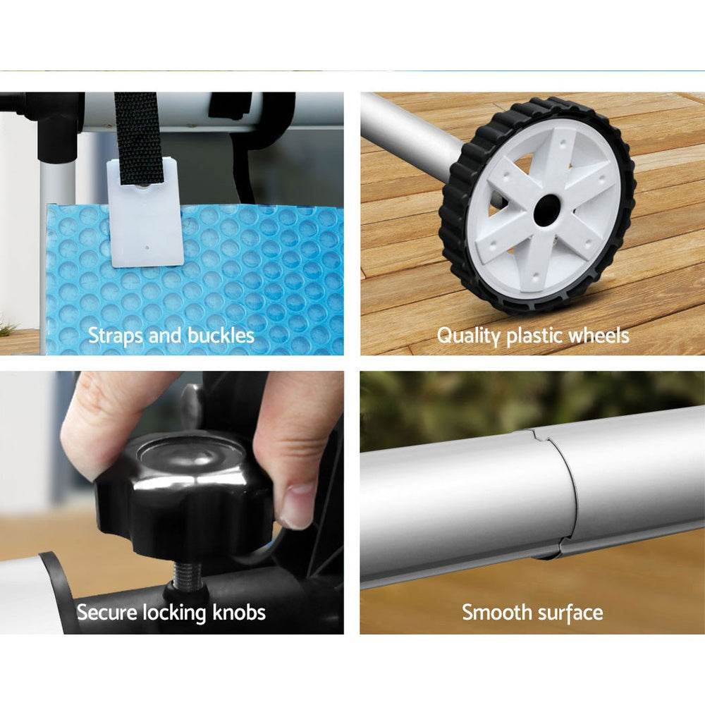 Aquabuddy Pool Cover 500 Micron 8x4.2m Silver Swimming Pool Solar Blanket 5.5m Blue Roller | Outdoorium